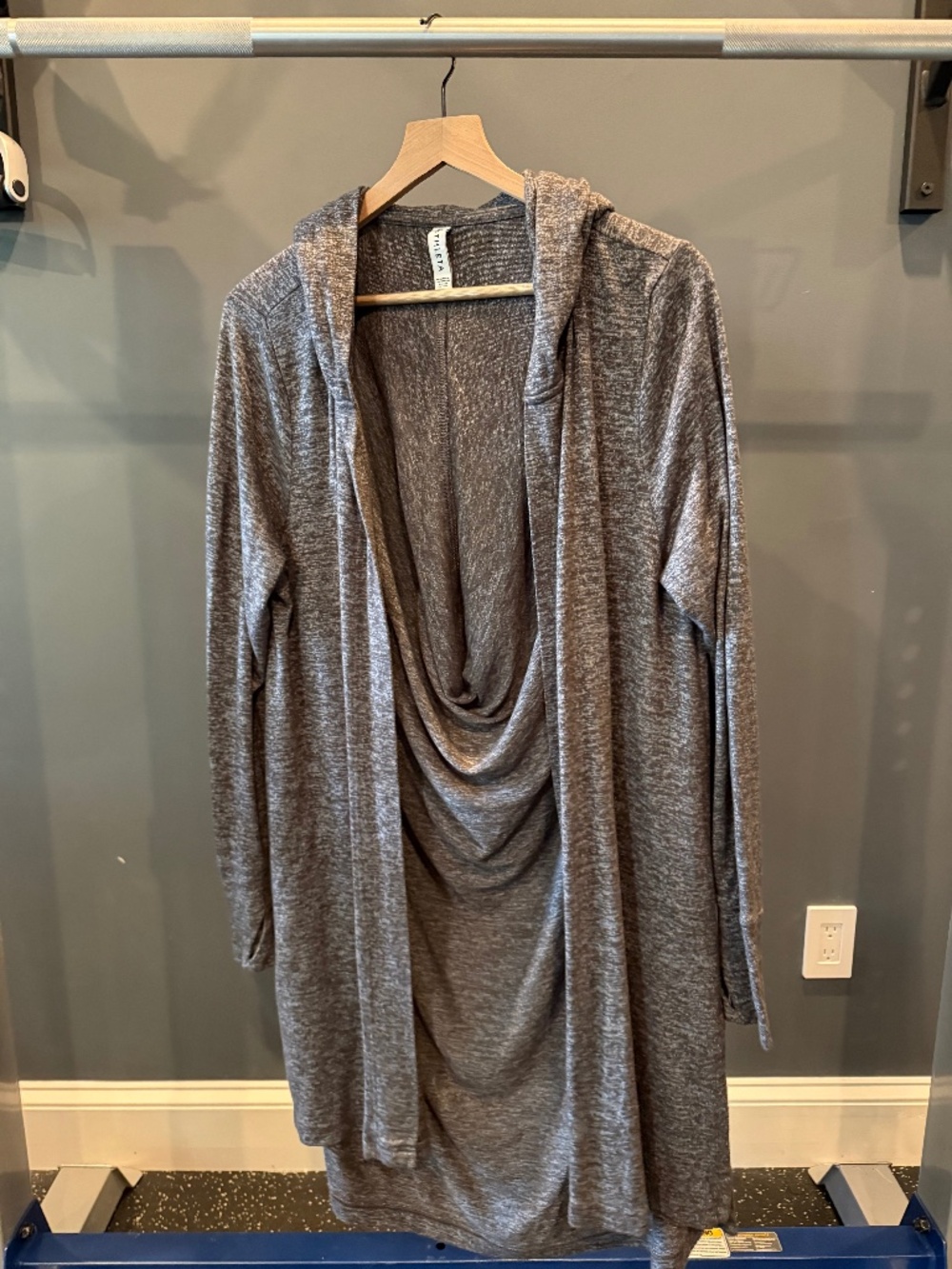 Athleta Harmony Wrap Hooded Draped Cardigan Heather Gray Size L